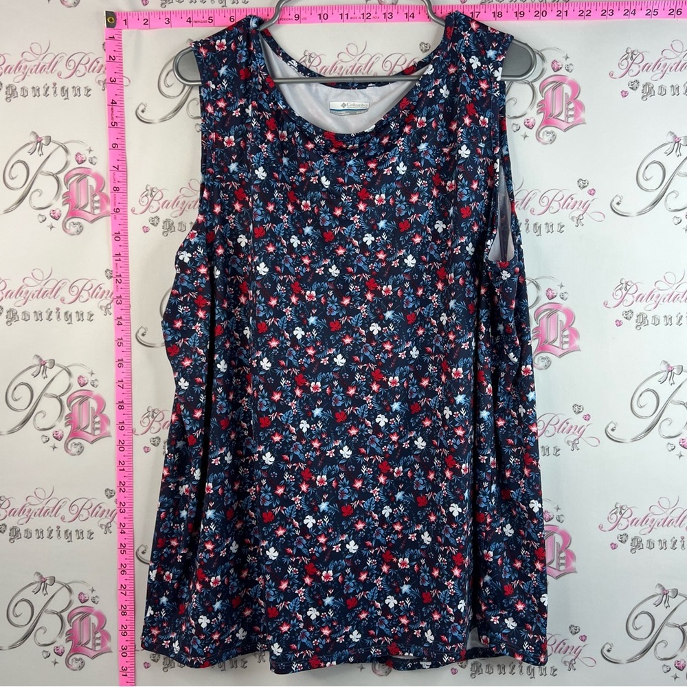 Columbia tank top flowers Navy Floral Cold-Shoulder Tank Top red blue white